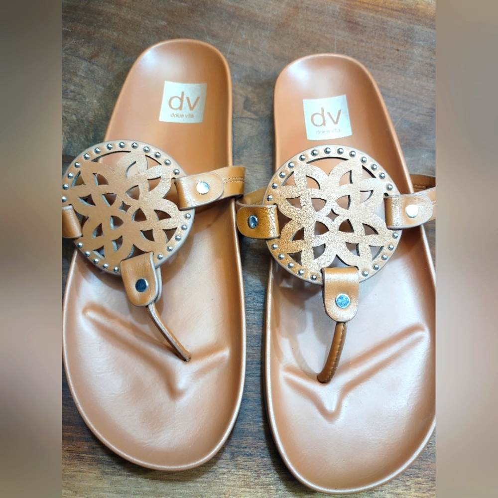 Dolce Vita Tan Sandals with Medallion Design
